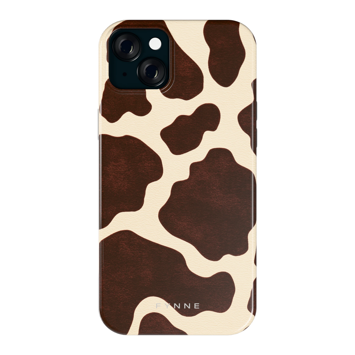 Chocolade Koeienprint hoesje voor iPhone 15 Plus, achterkant