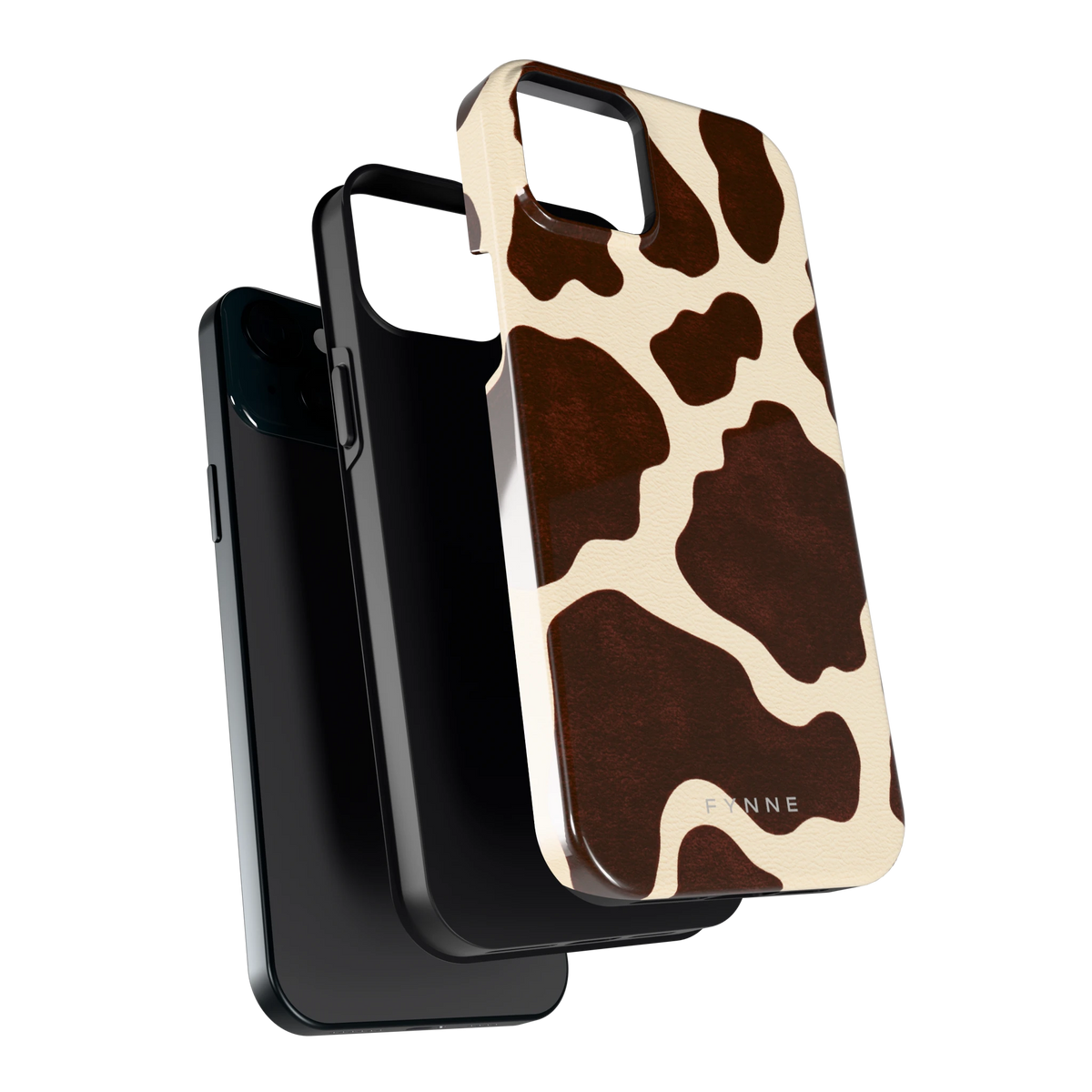 Chocolade Koeienprint hoesje voor iPhone 15 Plus, los van de telefoon