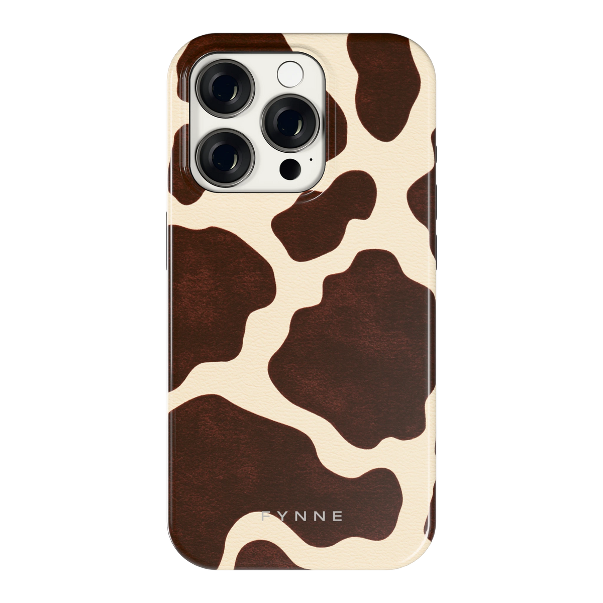 Chocolade Koeienprint hoesje voor iPhone 15 Pro, achterkant