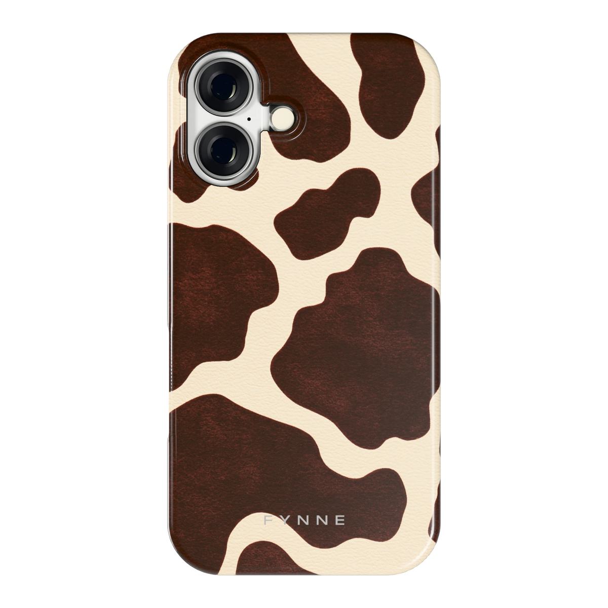 Chocolade Koeienprint hoesje voor iPhone 16, achterkant