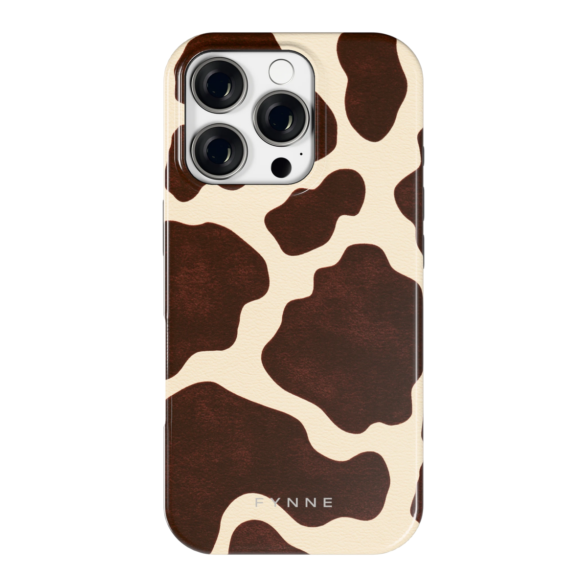 Chocolade Koeienprint hoesje voor iPhone 16 Pro, achterkant