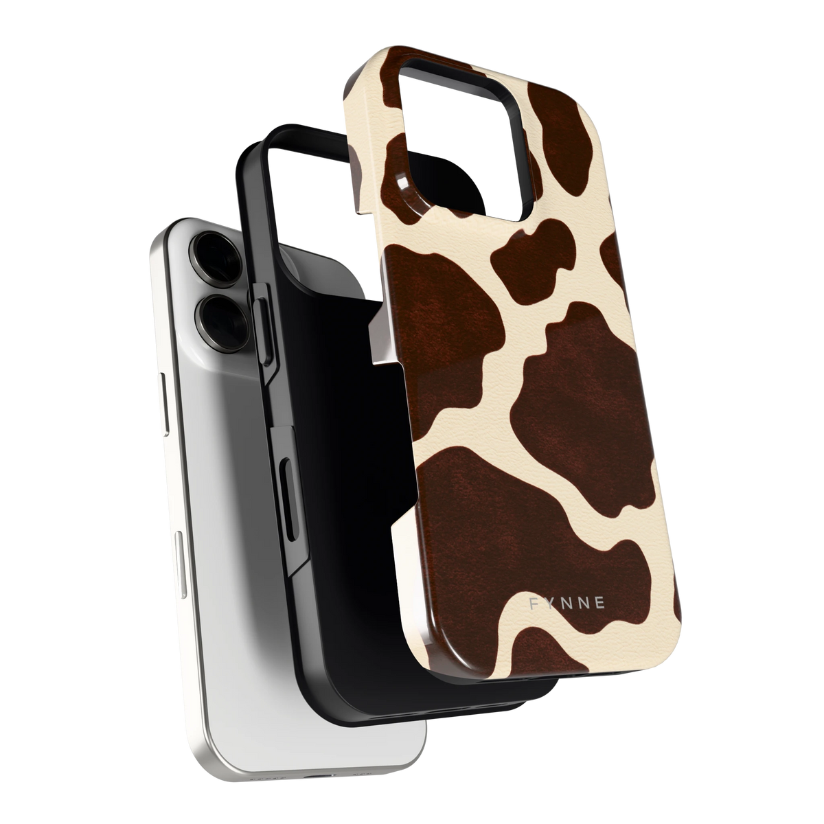 Chocolade Koeienprint hoesje voor iPhone 16 Pro, los van de telefoon