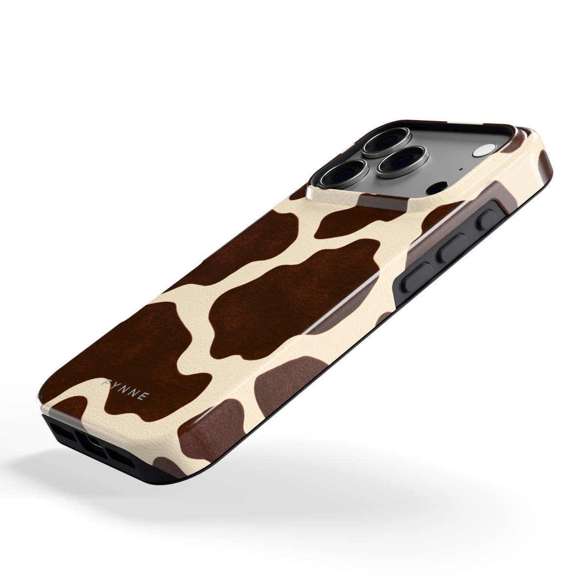 Chocolade Koeienprint hoesje voor iPhone 17 Pro, schuin