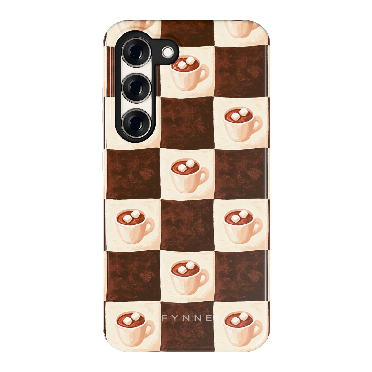 Cacao Dambord hoesje voor Galaxy S23, achterkant