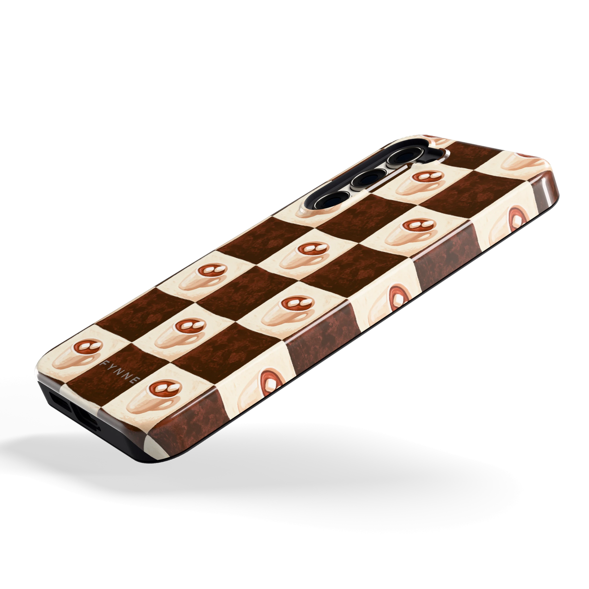 Cacao Dambord hoesje voor Galaxy S23+, schuin