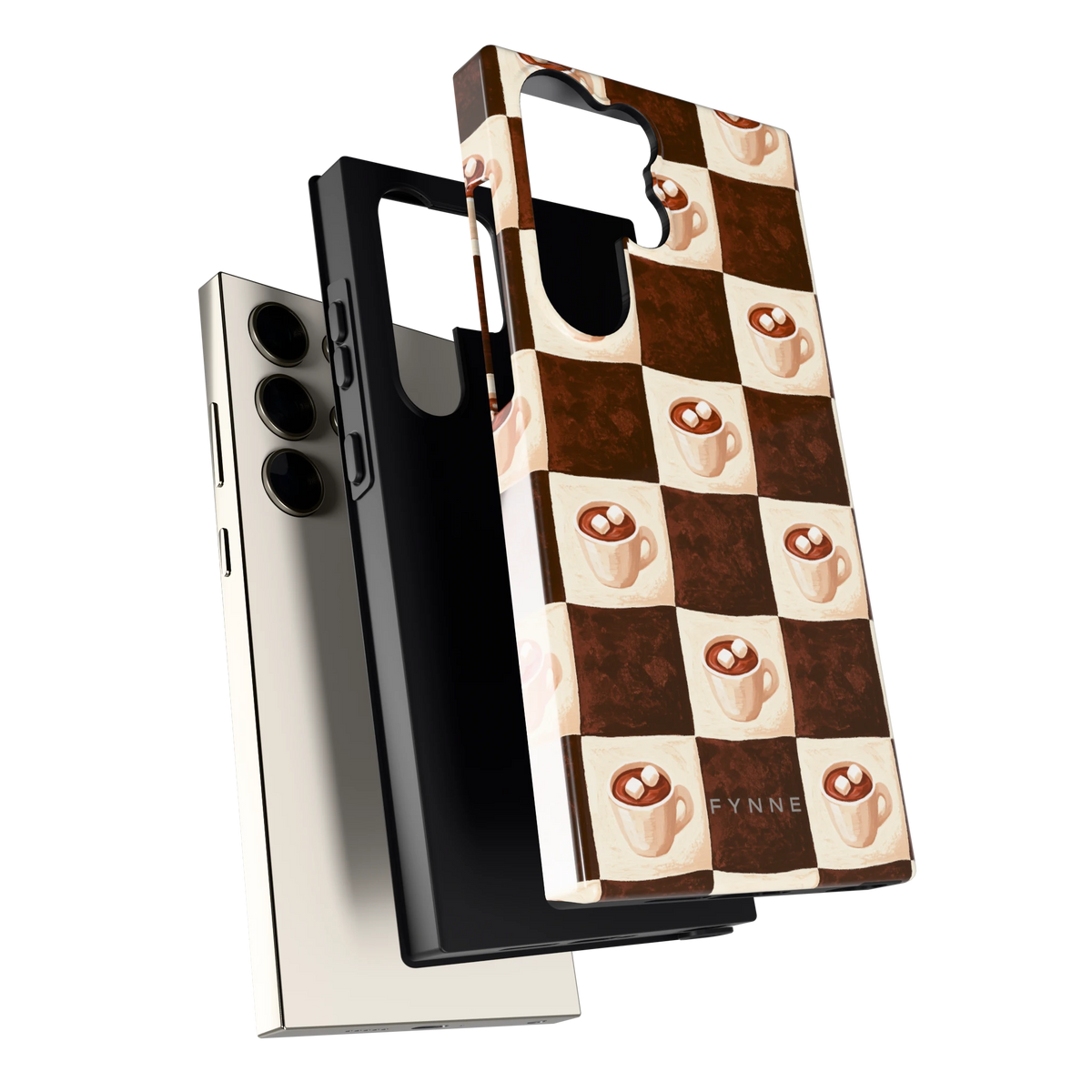 Cacao Dambord hoesje voor Galaxy S23 Ultra, los van de telefoon