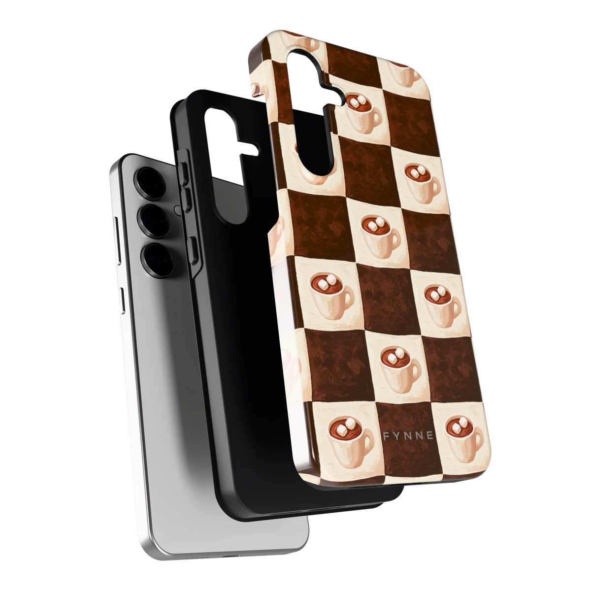 Cacao Dambord hoesje voor Galaxy S24 FE, los van de telefoon