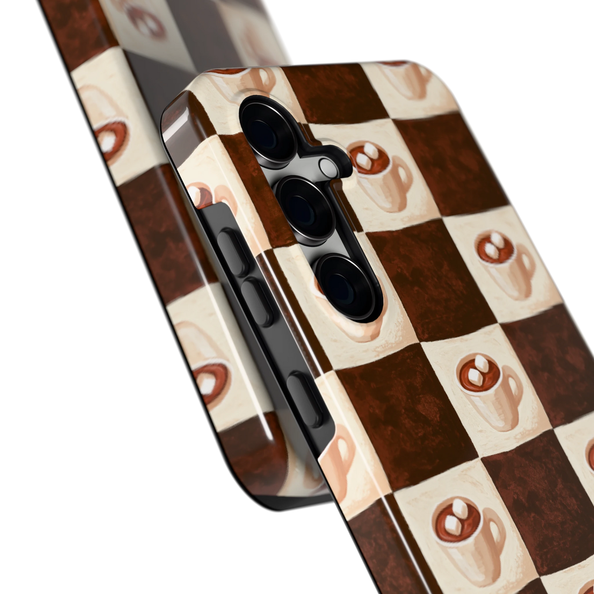 Cacao Dambord hoesje voor Galaxy S24 FE, close-up