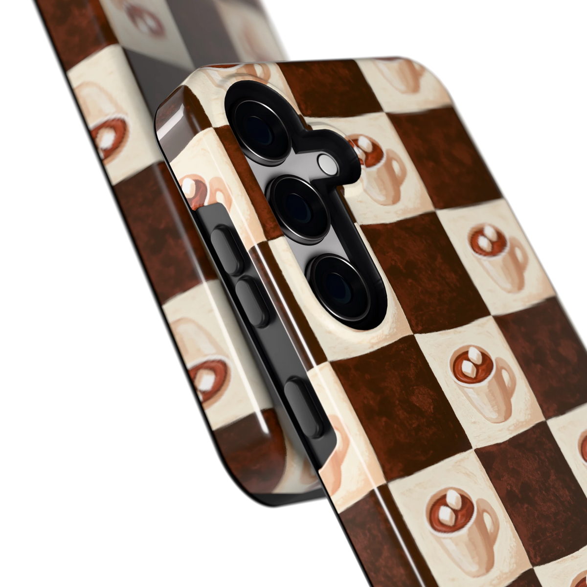 Cacao Dambord hoesje voor Galaxy S24, close-up