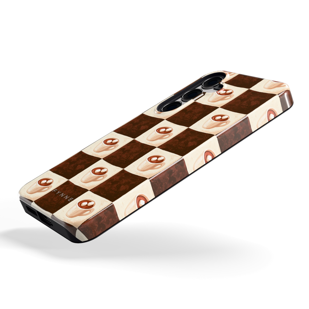 Cacao Dambord hoesje voor Galaxy S24+, schuin