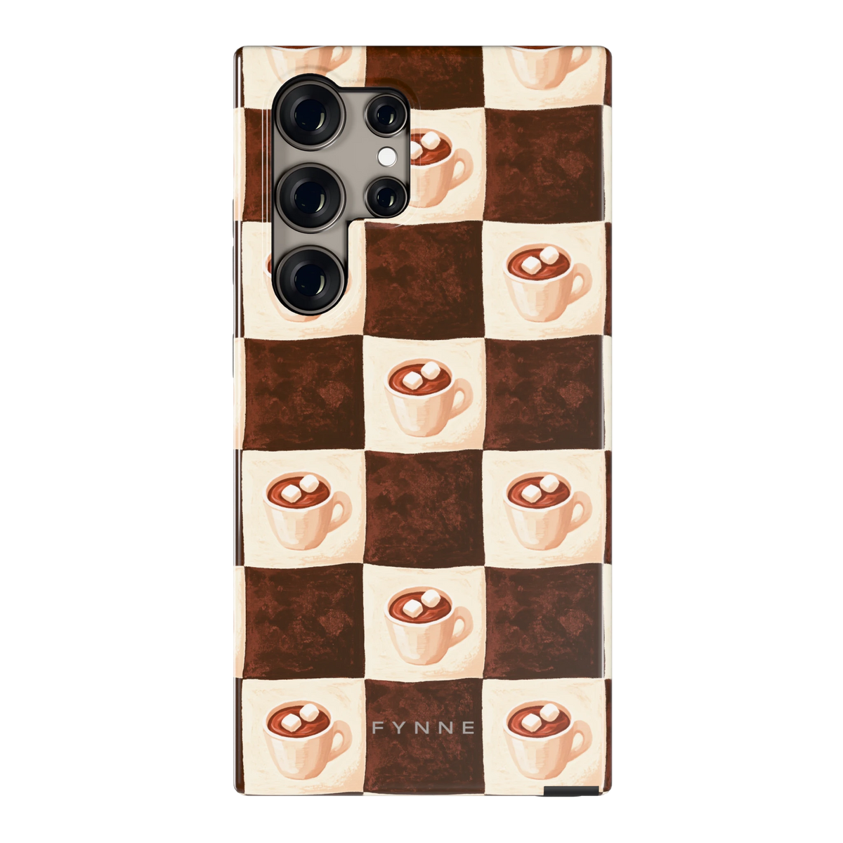 Cacao Dambord hoesje voor Galaxy S24 Ultra, achterkant