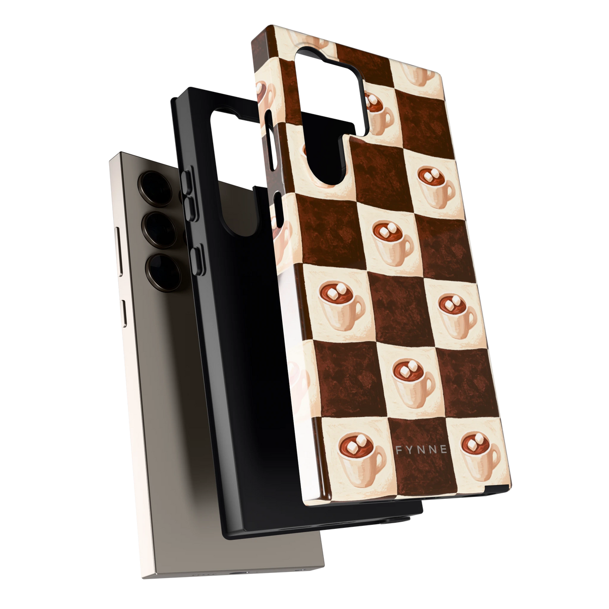 Cacao Dambord hoesje voor Galaxy S24 Ultra, los van de telefoon