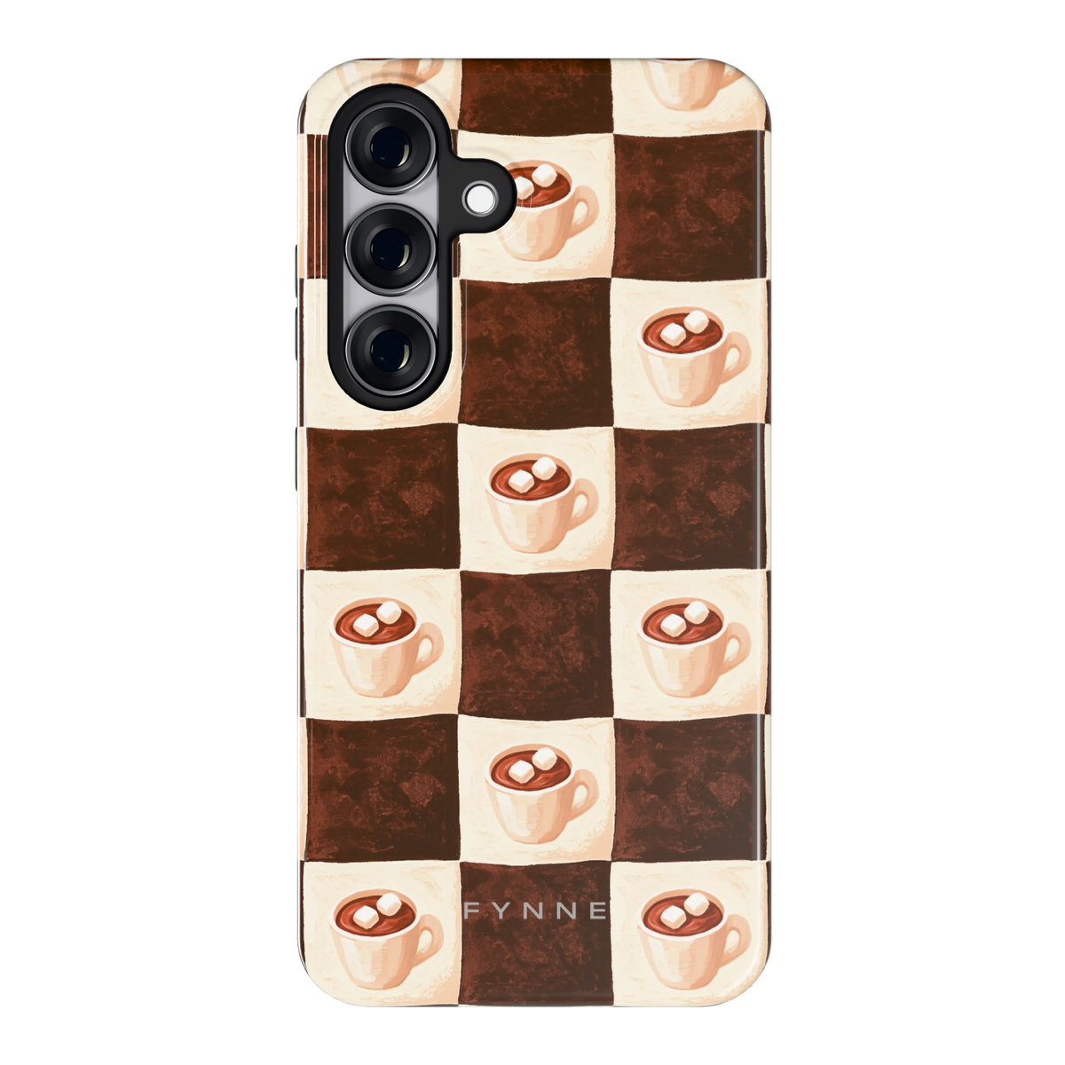 Cacao Dambord hoesje voor Galaxy S25, achterkant