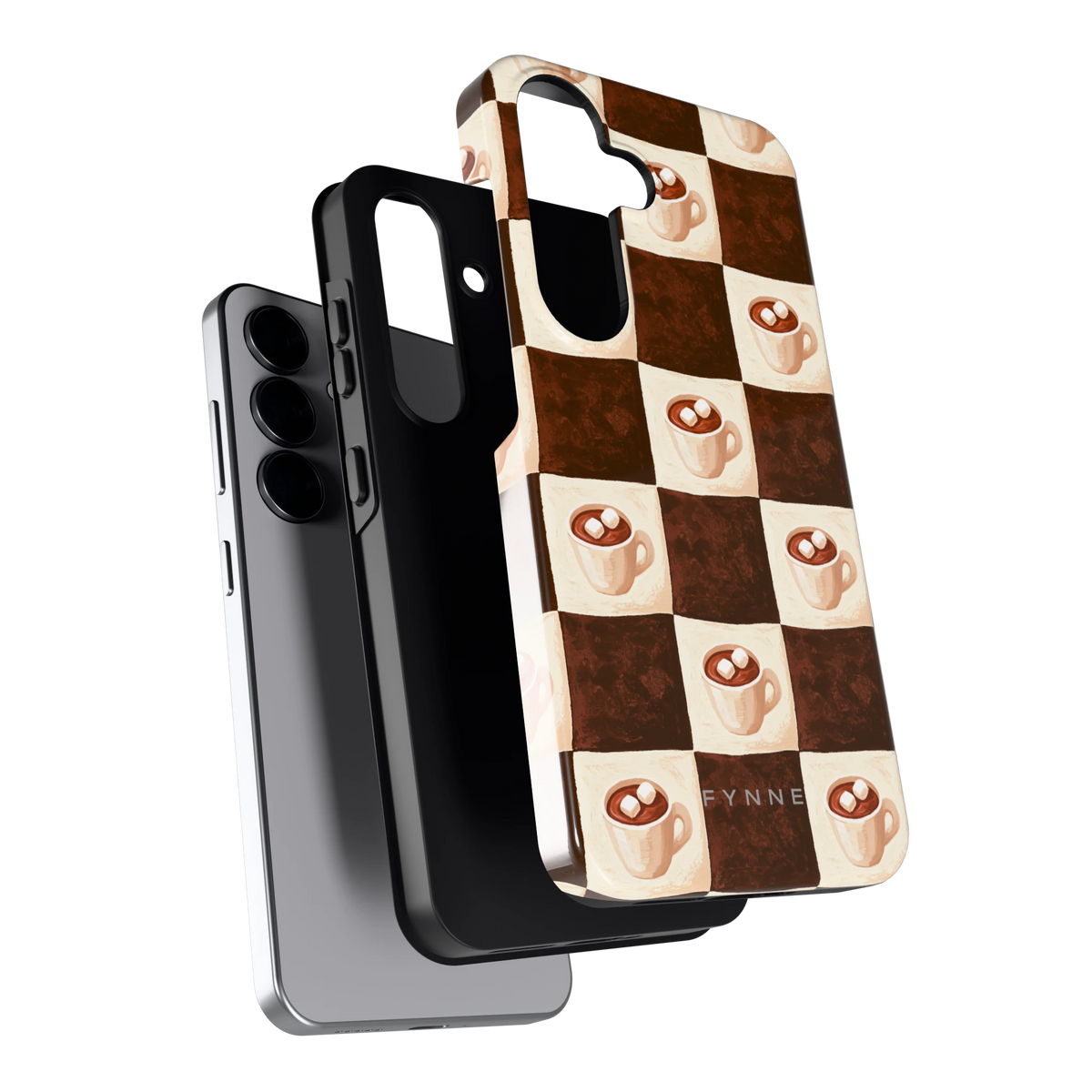 Cacao Dambord hoesje voor Galaxy S25, los van de telefoon