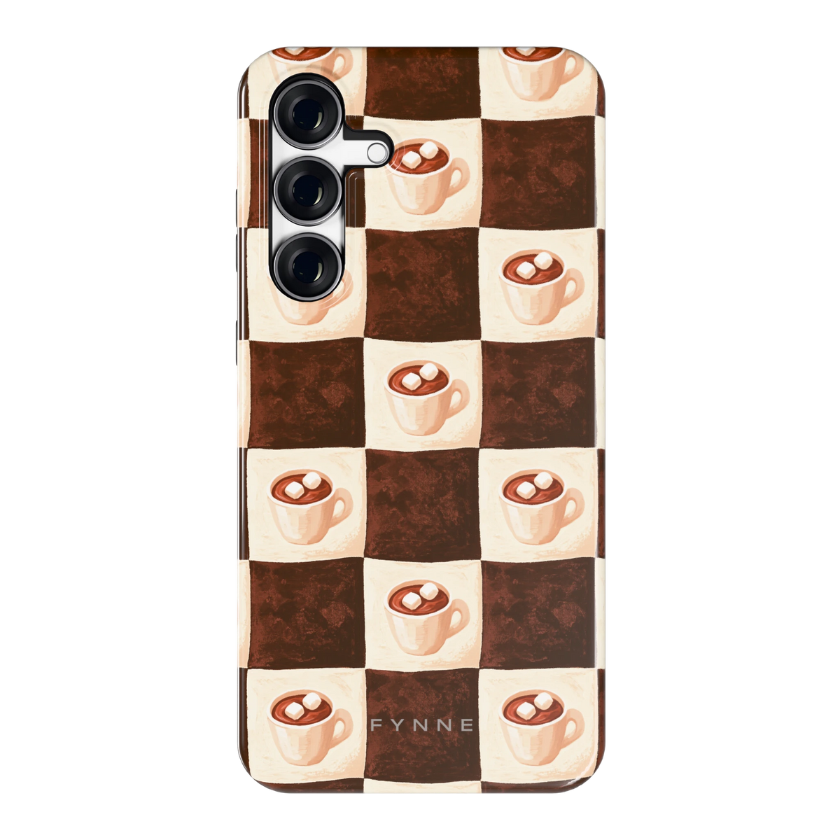 Cacao Dambord hoesje voor Galaxy S25 FE, achterkant