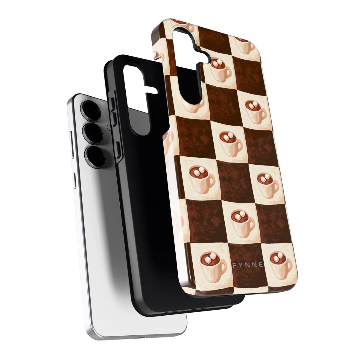 Cacao Dambord hoesje voor Galaxy S25 FE, los van de telefoon