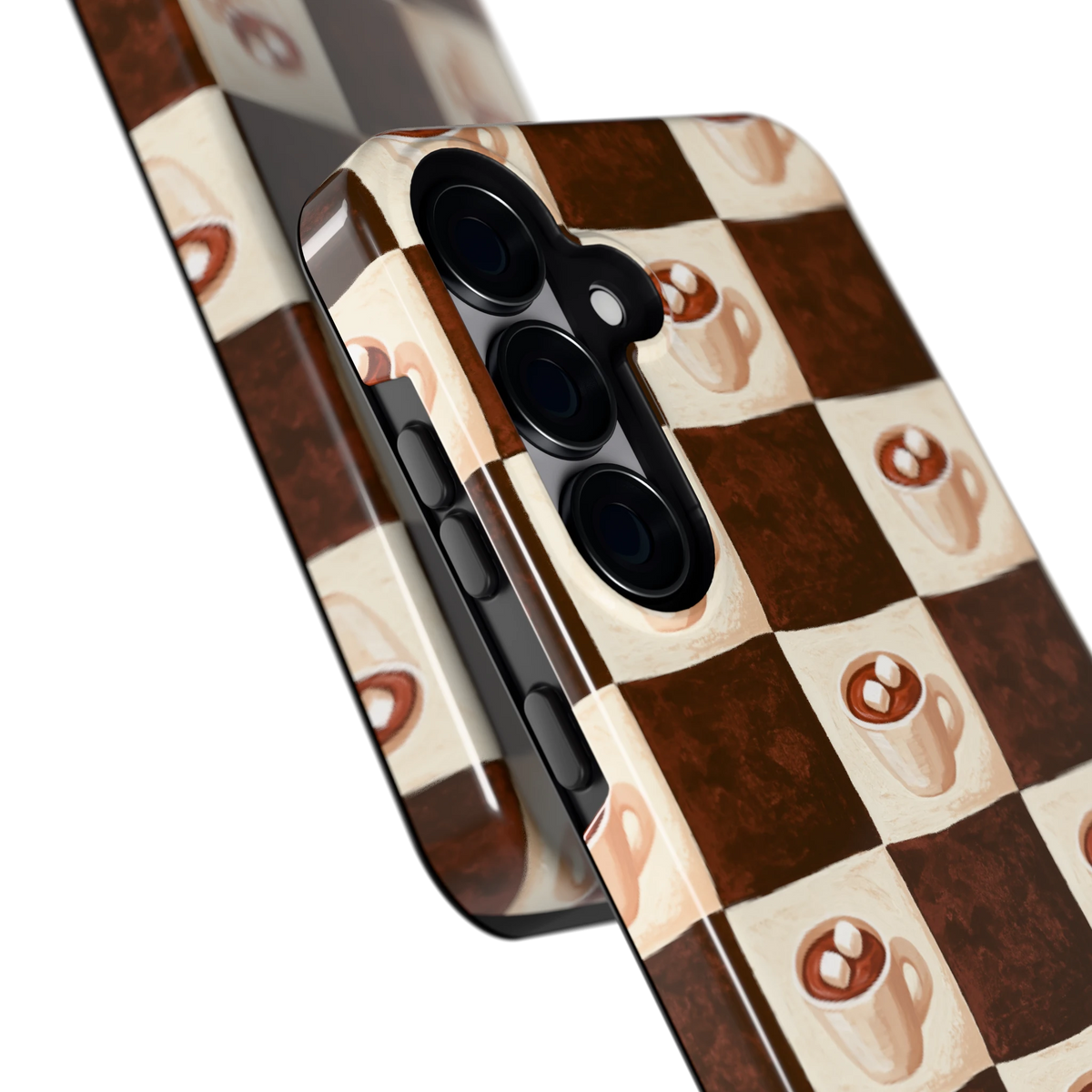 Cacao Dambord hoesje voor Galaxy S25+, close-up