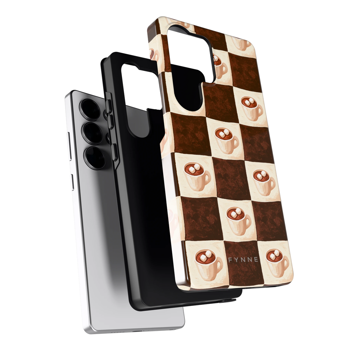 Cacao Dambord hoesje voor Galaxy S25 Ultra, los van de telefoon
