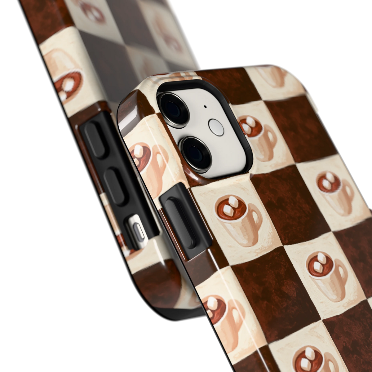 Cacao Dambord hoesje voor iPhone 11, close-up