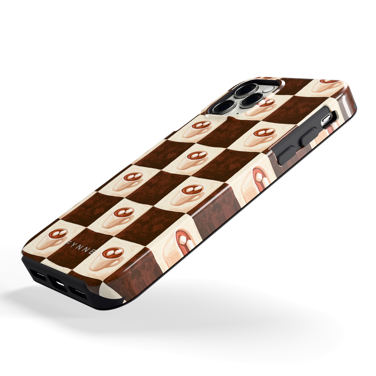 Cacao Dambord hoesje voor iPhone 11 Pro, schuin