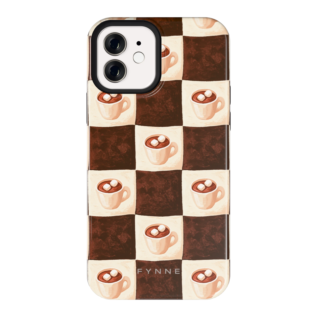 Cacao Dambord hoesje voor iPhone 12, achterkant