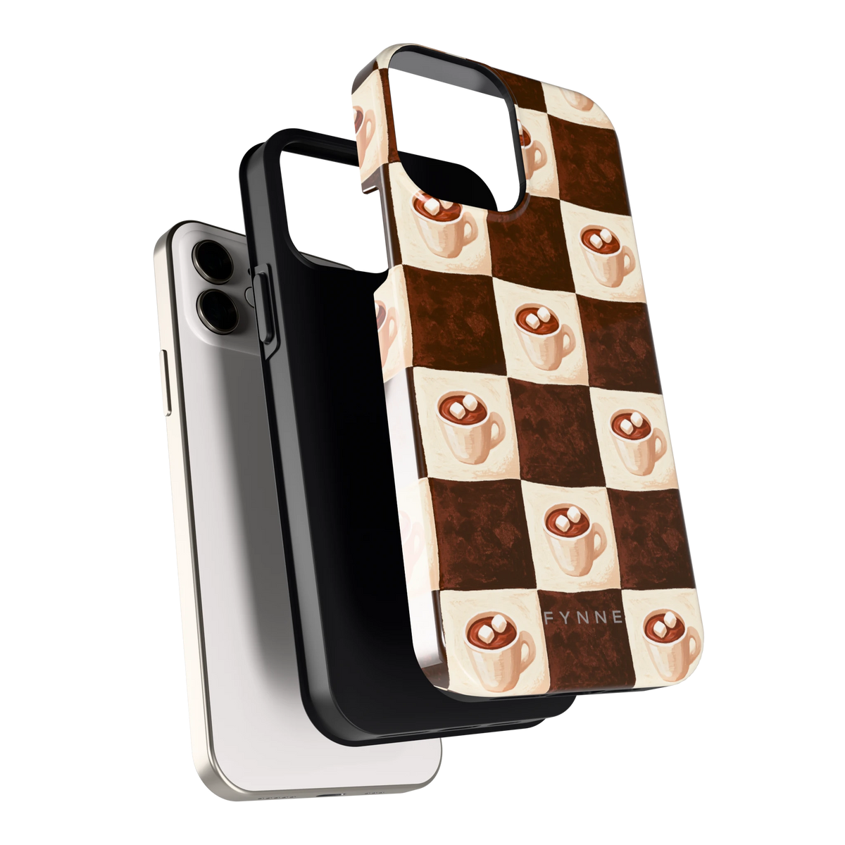 Cacao Dambord hoesje voor iPhone 12, los van de telefoon