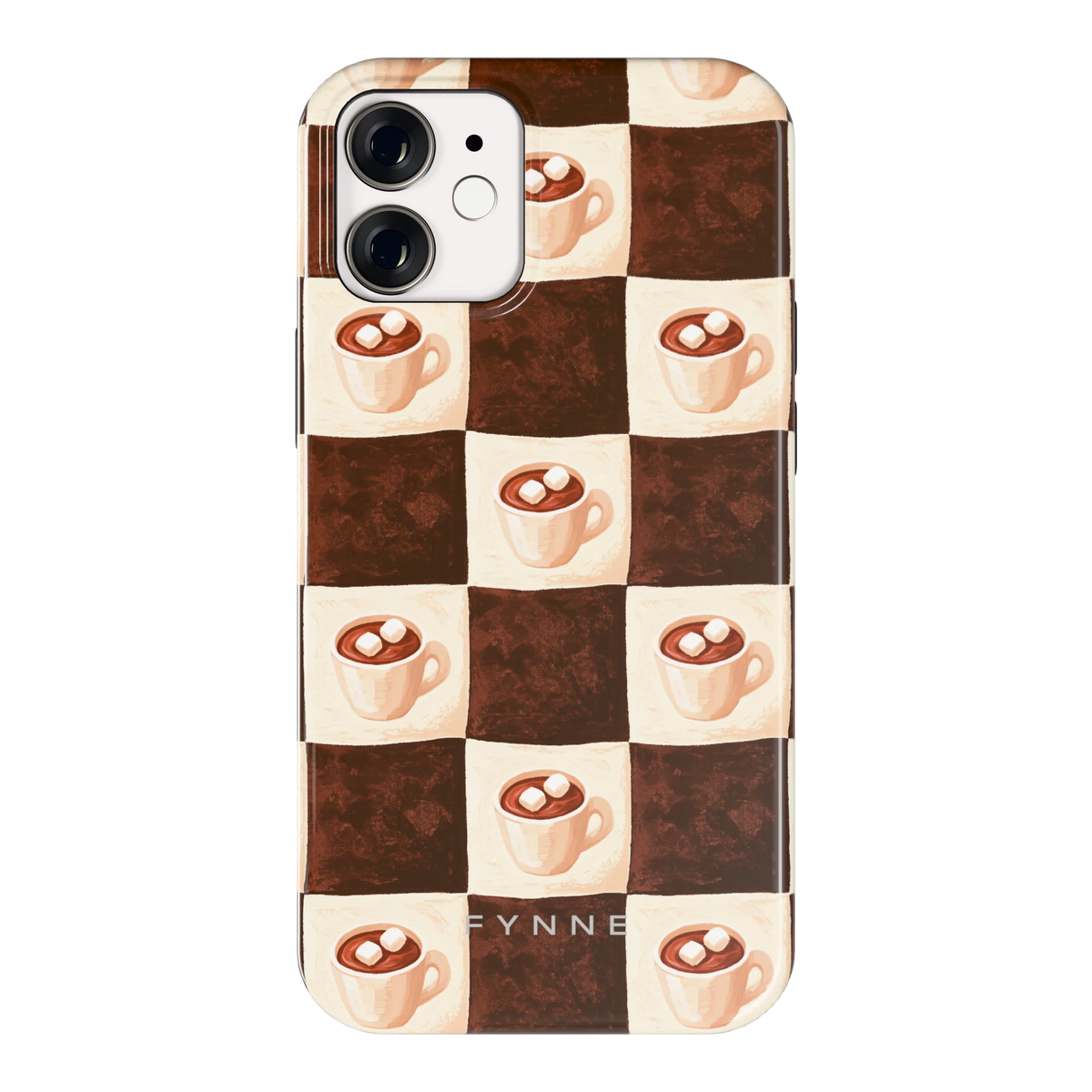 Cacao Dambord hoesje voor iPhone 12 mini, achterkant
