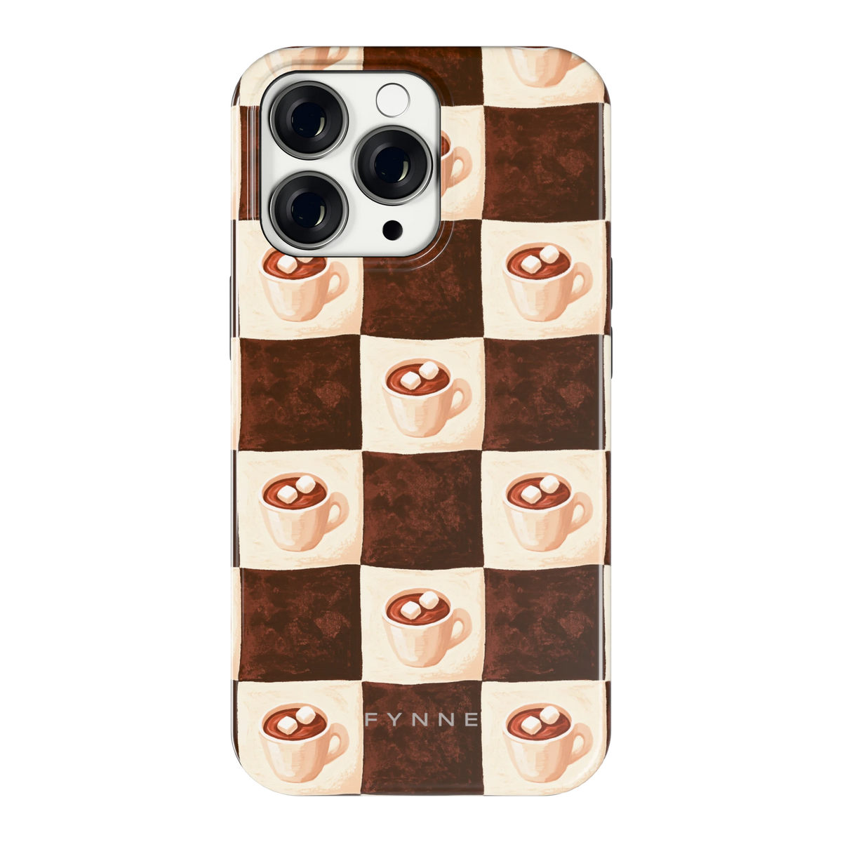 Cacao Dambord hoesje voor iPhone 13 Pro, achterkant