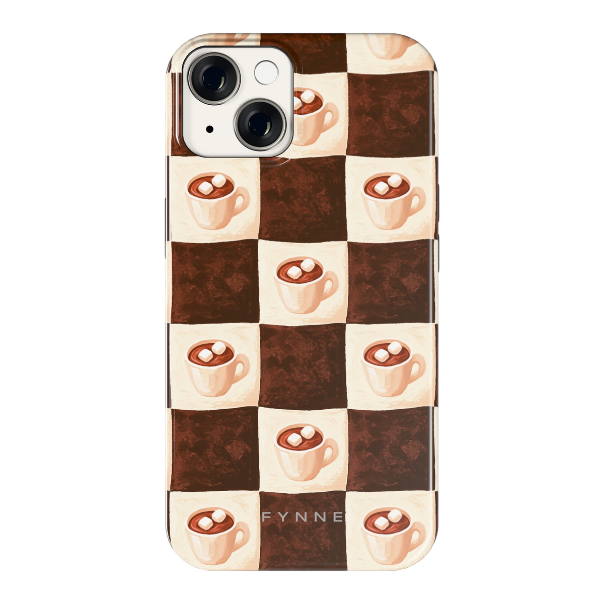 Cacao Dambord hoesje voor iPhone 14, achterkant
