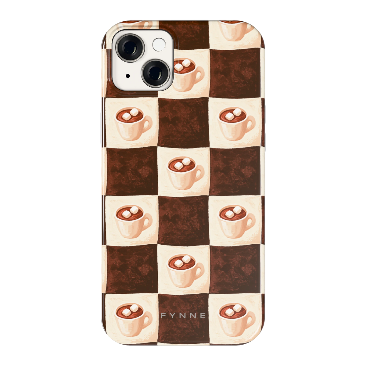 Cacao Dambord hoesje voor iPhone 14 Plus, achterkant