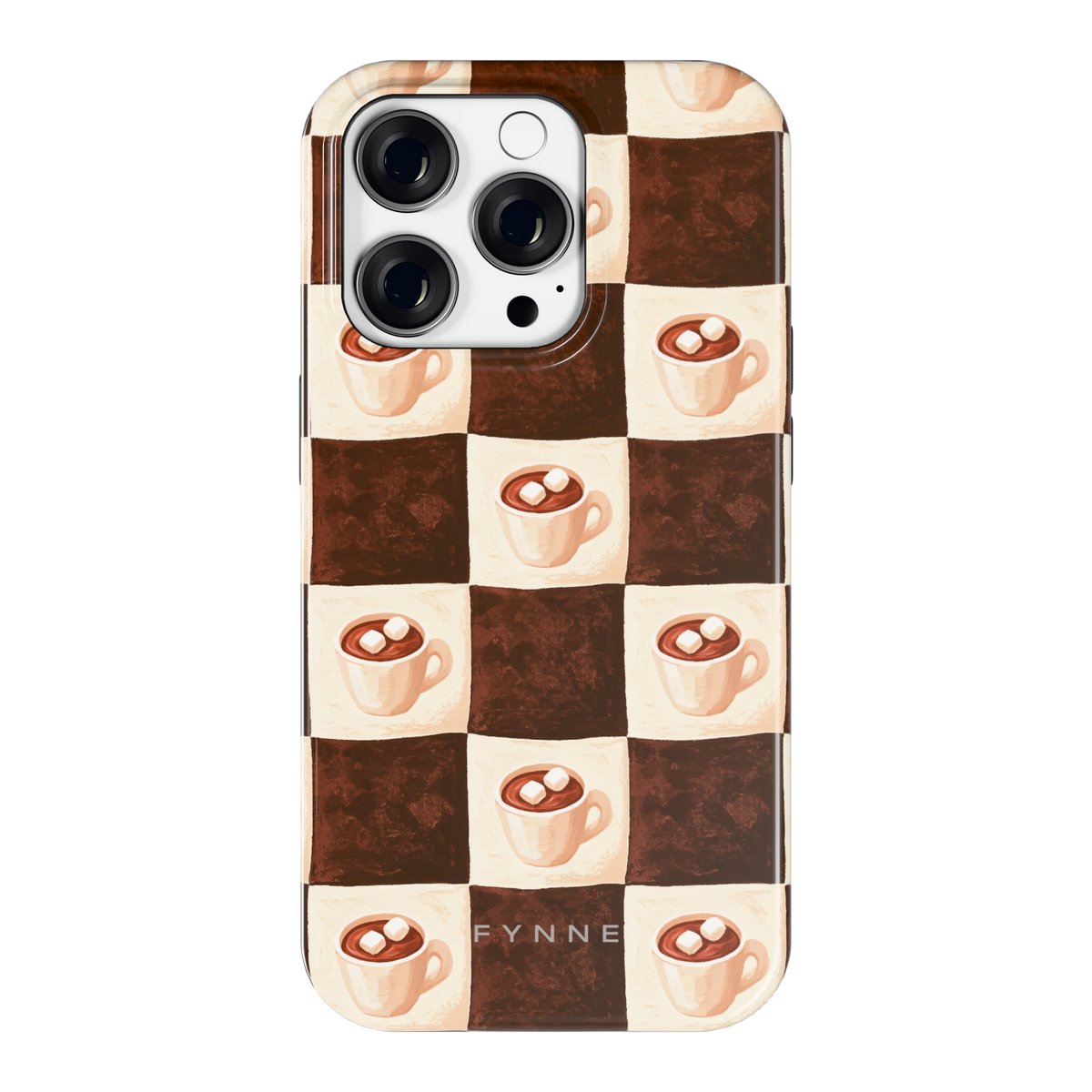 Cacao Dambord hoesje voor iPhone 14 Pro, achterkant