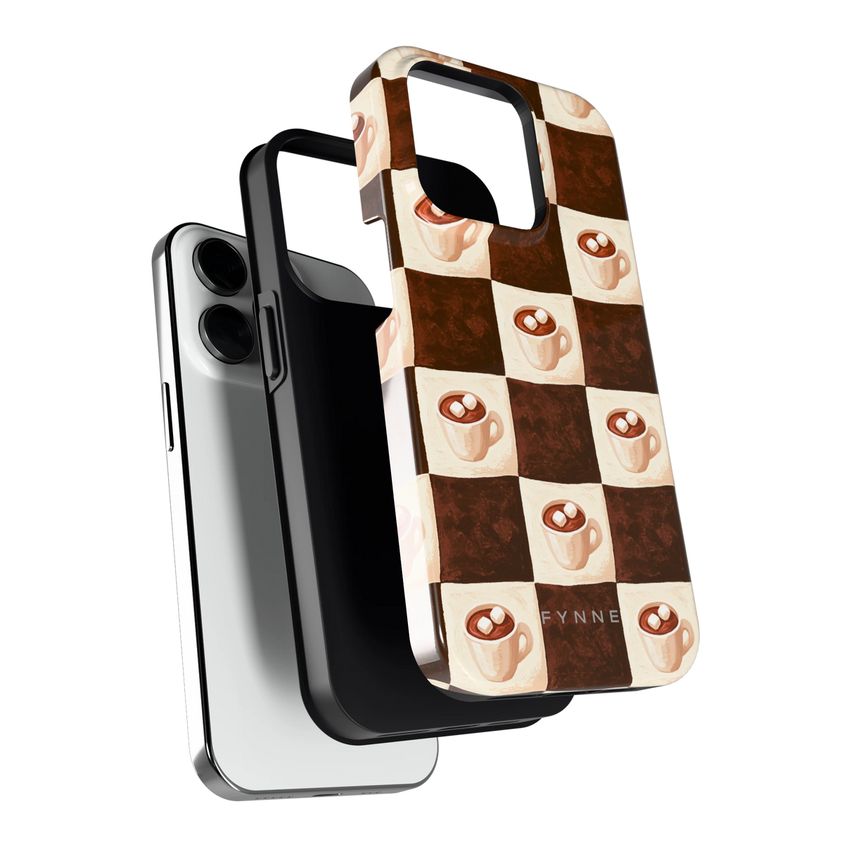 Cacao Dambord hoesje voor iPhone 14 Pro, los van de telefoon