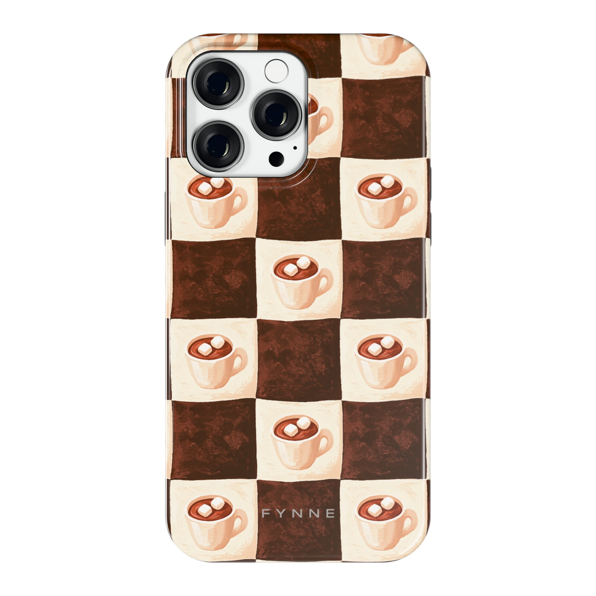 Cacao Dambord hoesje voor iPhone 14 Pro Max, achterkant