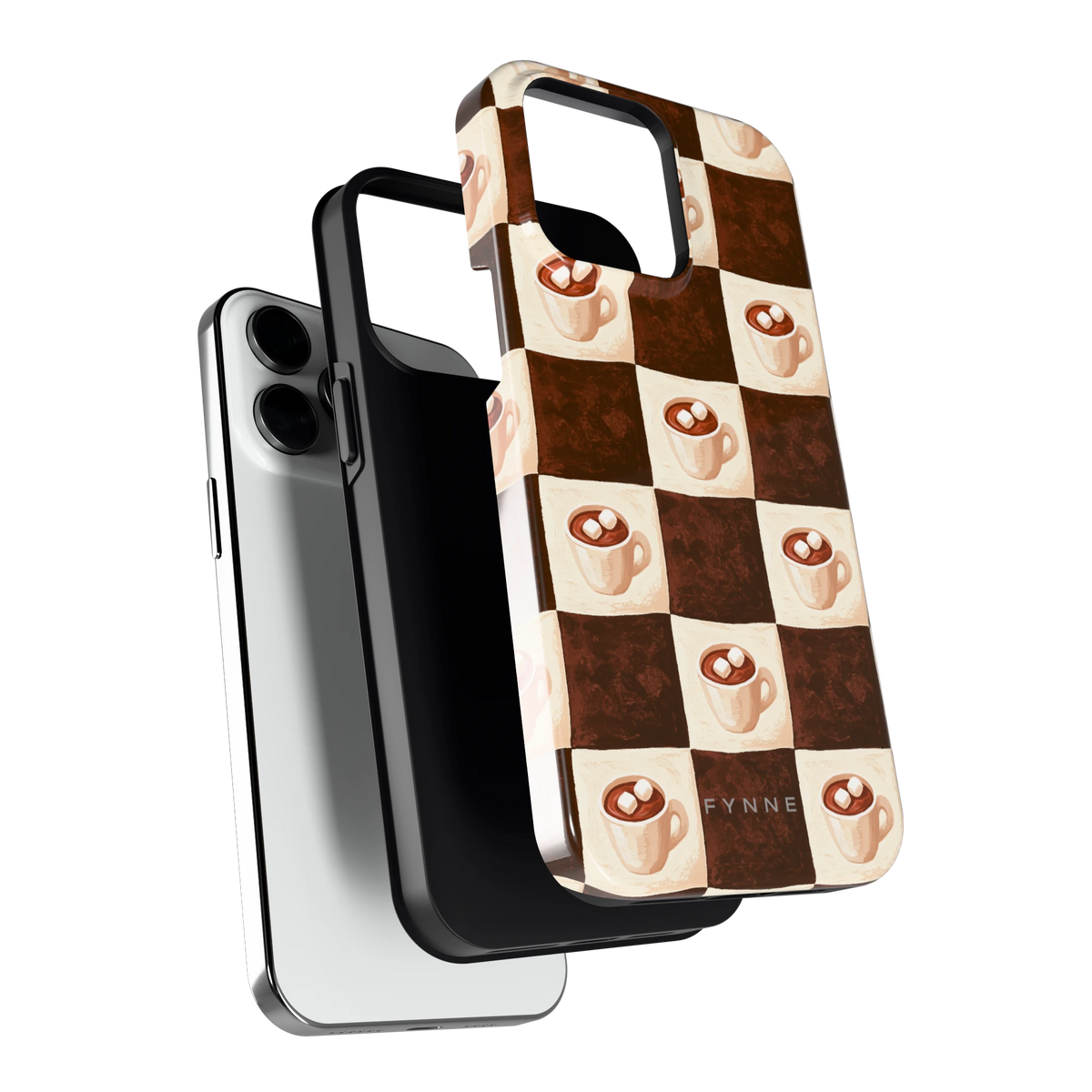 Cacao Dambord hoesje voor iPhone 14 Pro Max, los van de telefoon