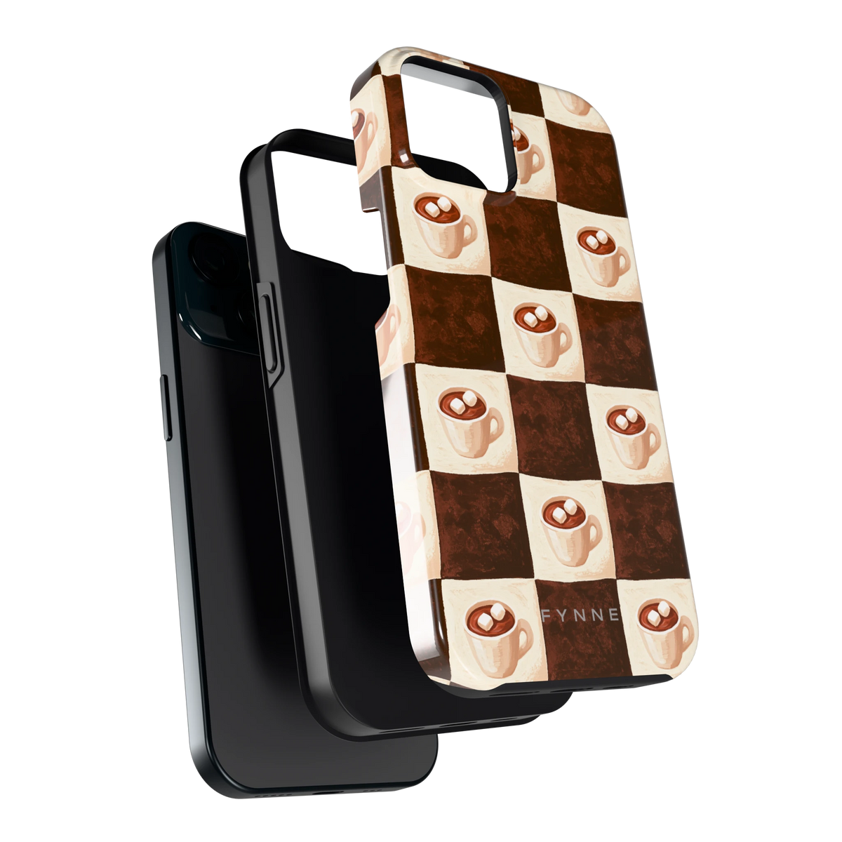 Cacao Dambord hoesje voor iPhone 15, los van de telefoon