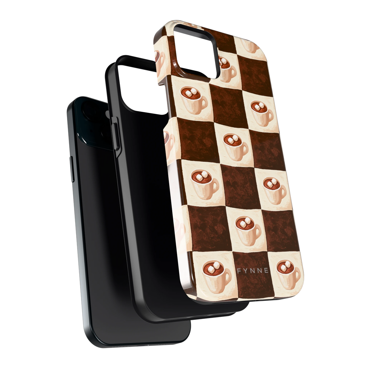 Cacao Dambord hoesje voor iPhone 15 Plus, los van de telefoon