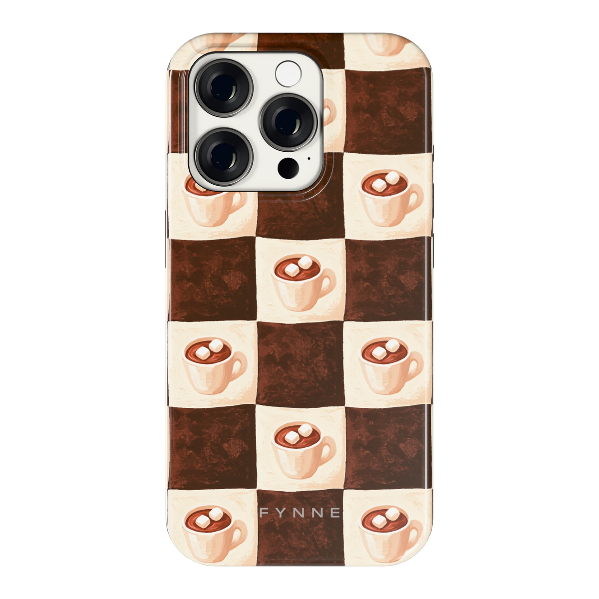 Cacao Dambord hoesje voor iPhone 15 Pro, achterkant