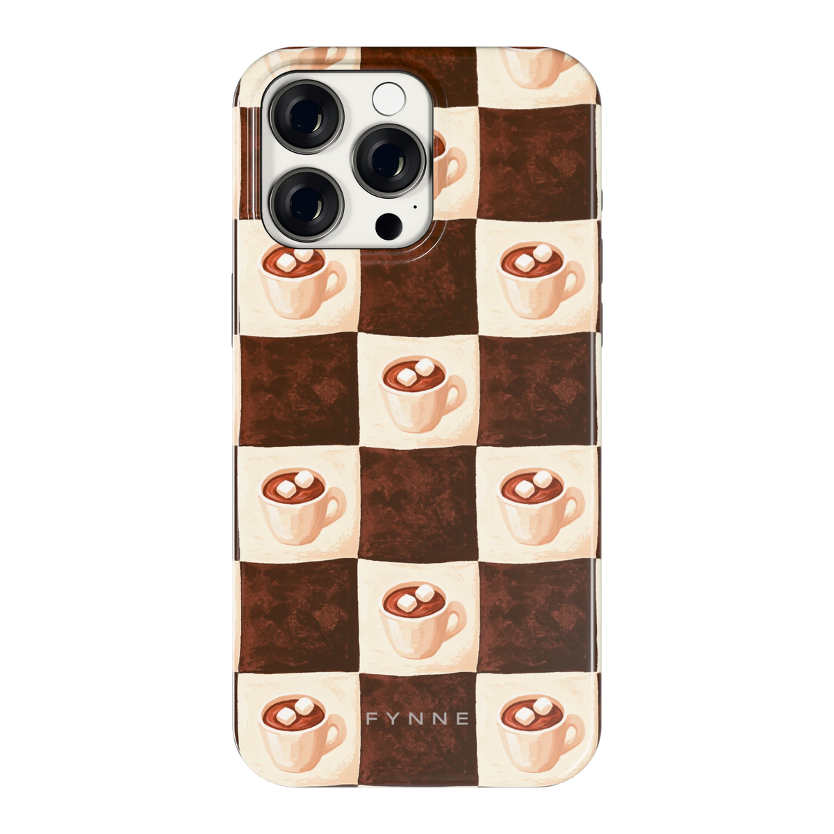 Cacao Dambord hoesje voor iPhone 15 Pro Max, achterkant