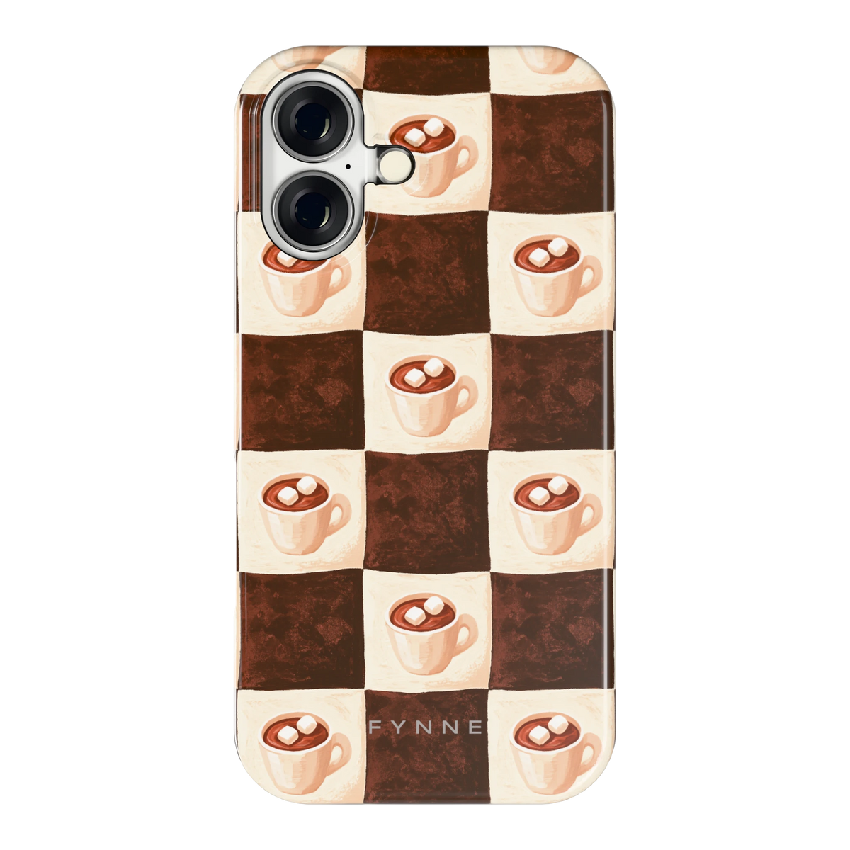 Cacao Dambord hoesje voor iPhone 16, achterkant