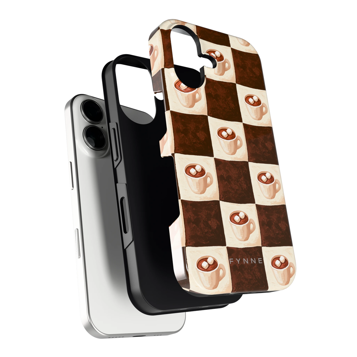 Cacao Dambord hoesje voor iPhone 16, los van de telefoon