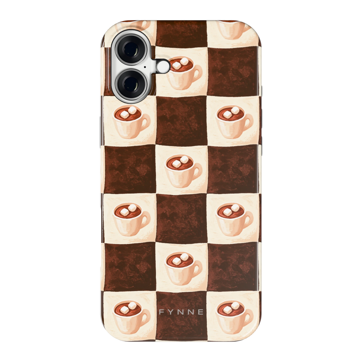 Cacao Dambord hoesje voor iPhone 16 Plus, achterkant