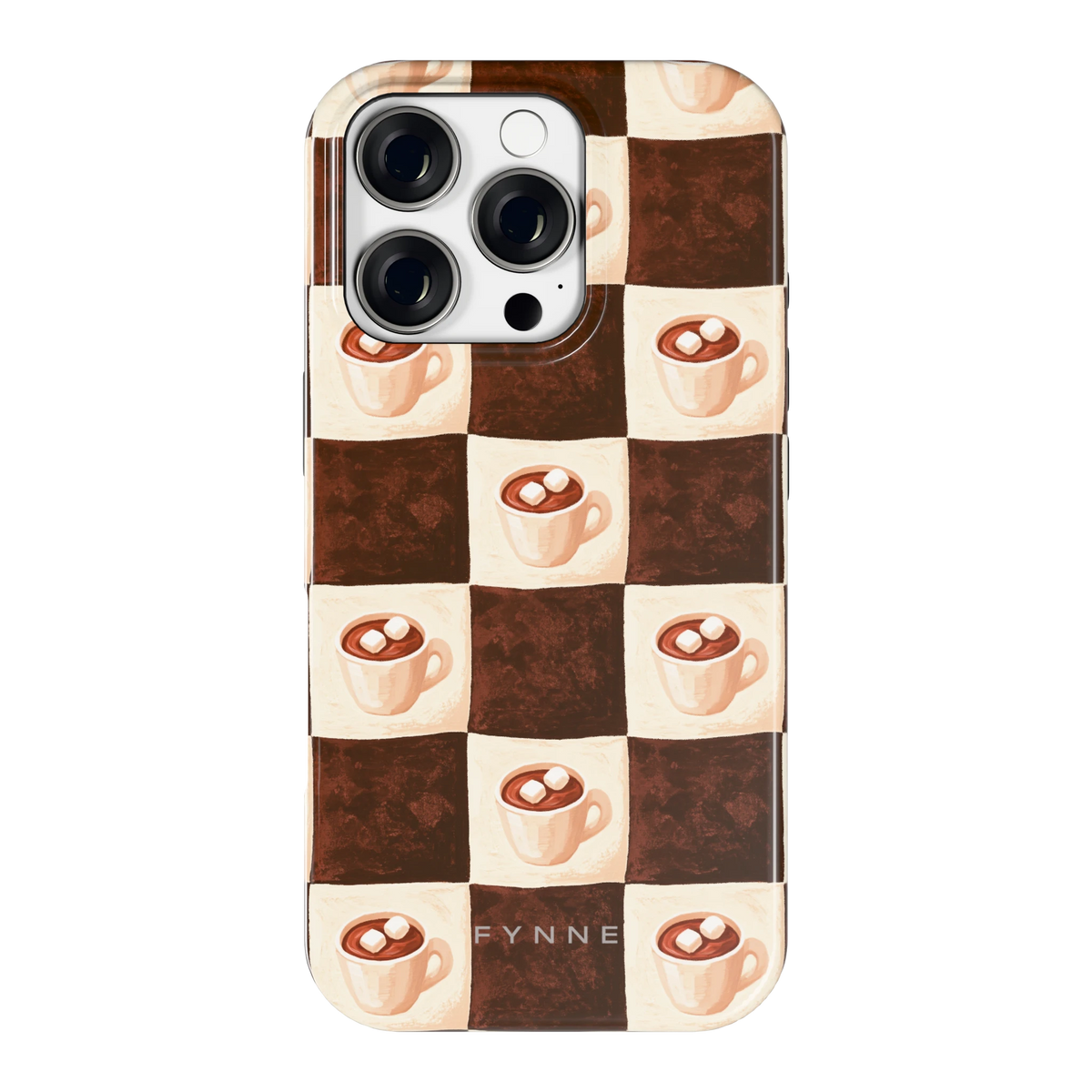 Cacao Dambord hoesje voor iPhone 16 Pro, achterkant