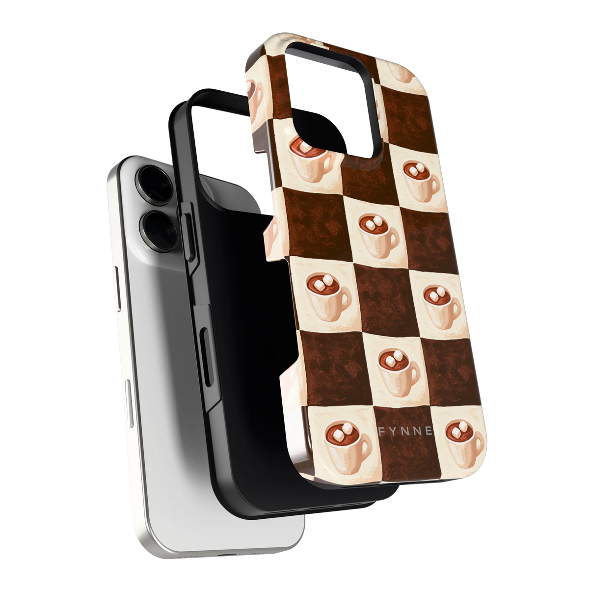 Cacao Dambord hoesje voor iPhone 16 Pro, los van de telefoon