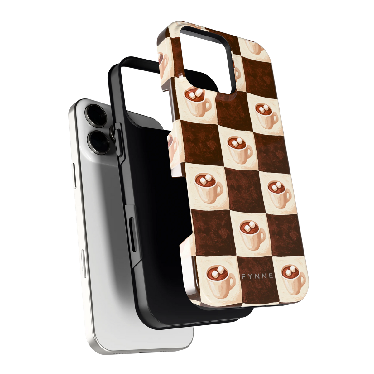 Cacao Dambord hoesje voor iPhone 16 Pro Max, los van de telefoon