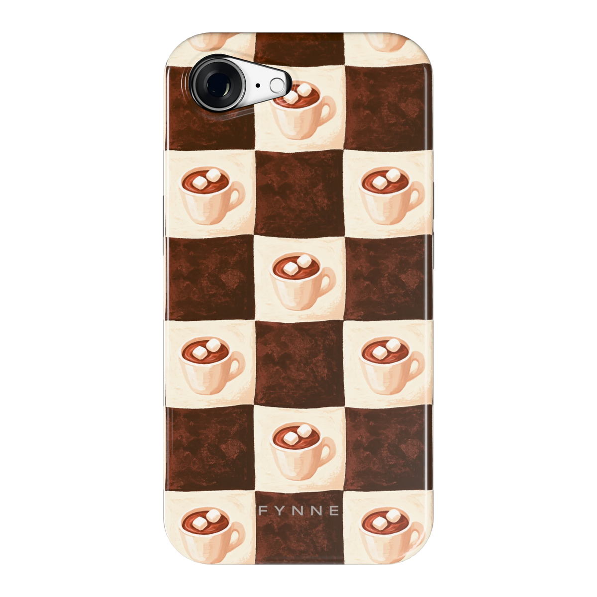 Cacao Dambord hoesje voor iPhone 16e, achterkant