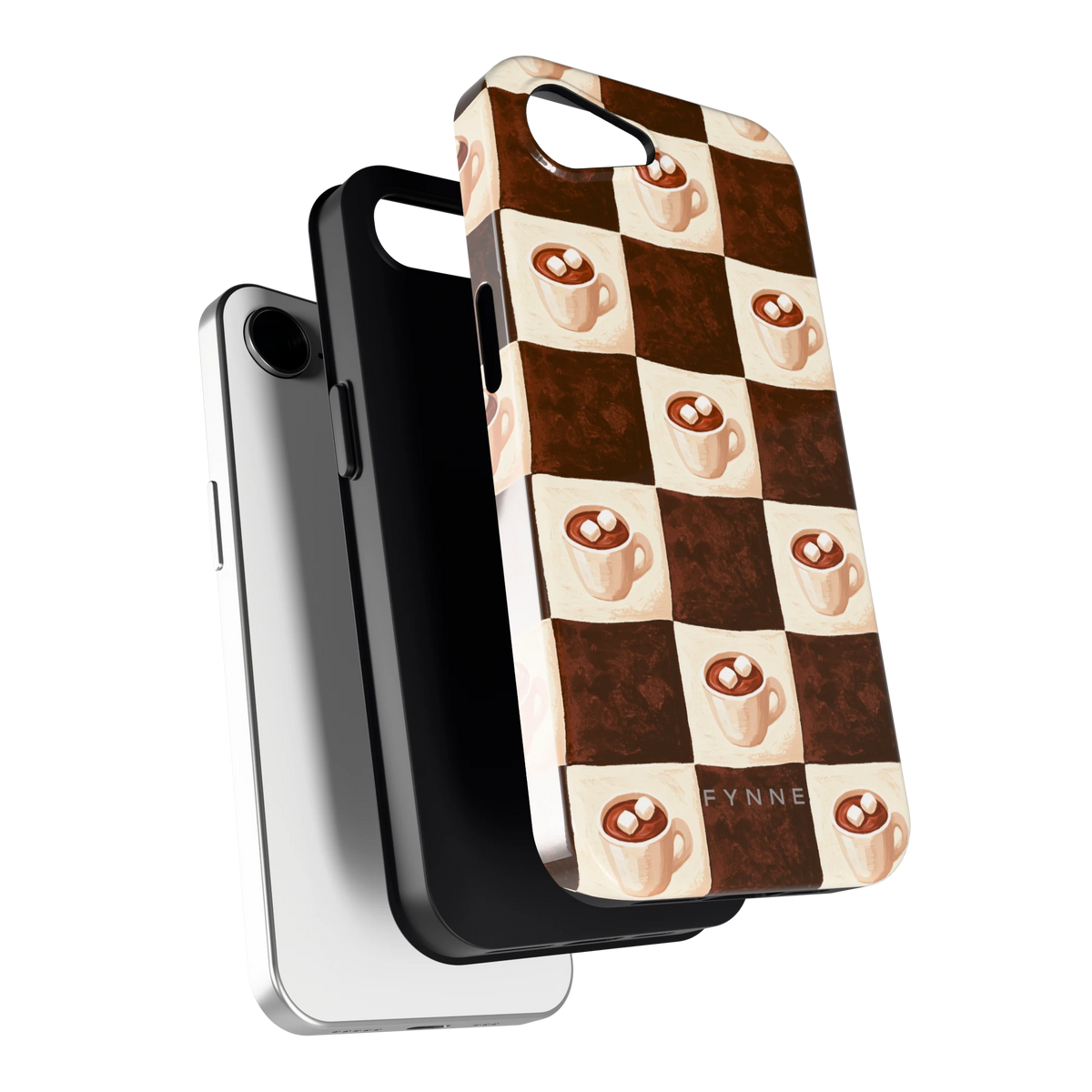 Cacao Dambord hoesje voor iPhone 16e, los van de telefoon