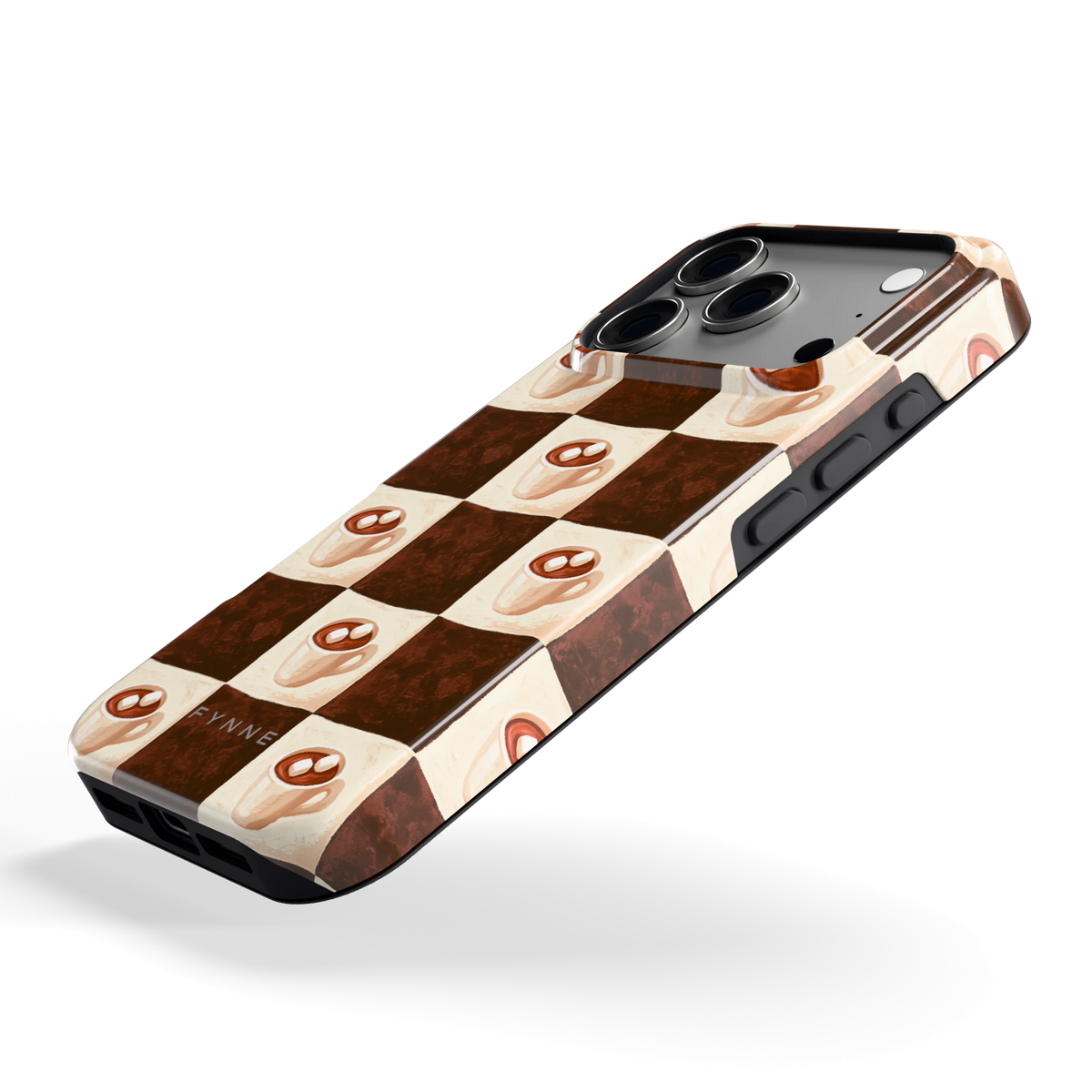 Cacao Dambord hoesje voor iPhone 17 Pro, schuin