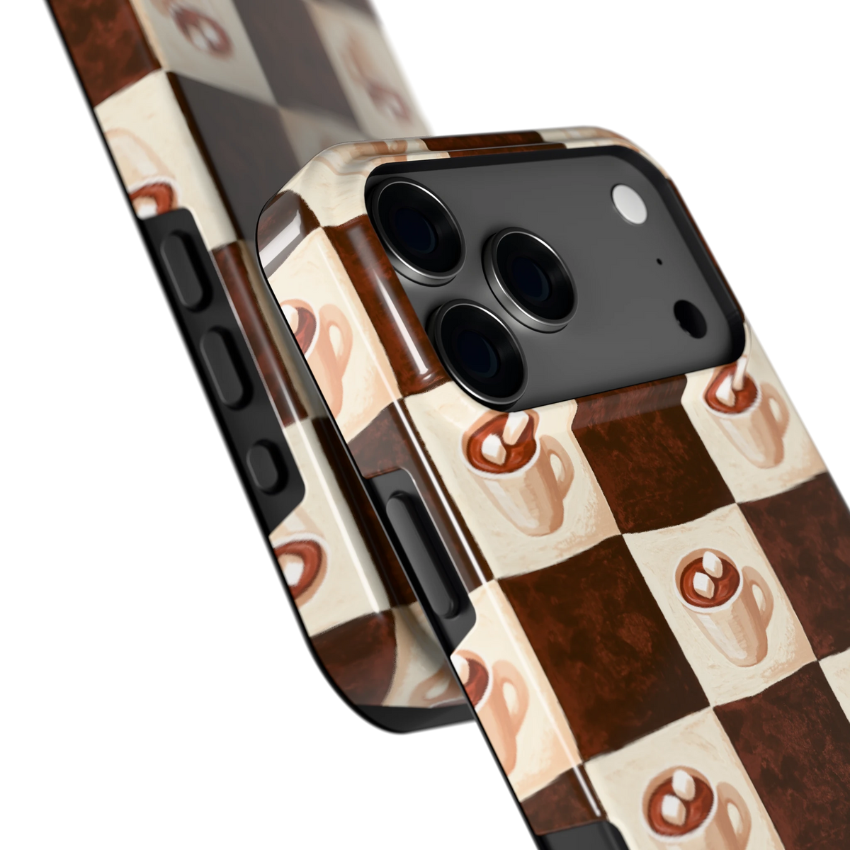 Cacao Dambord hoesje voor iPhone 17 Pro Max, close-up