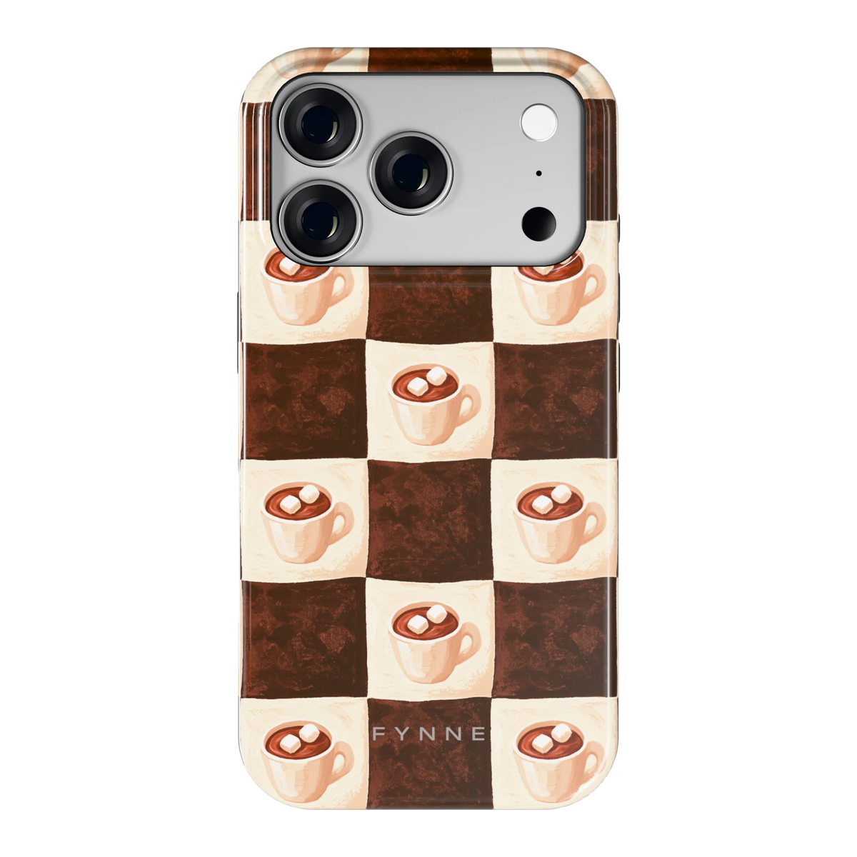 Cacao Dambord hoesje voor iPhone 18 Pro, achterkant