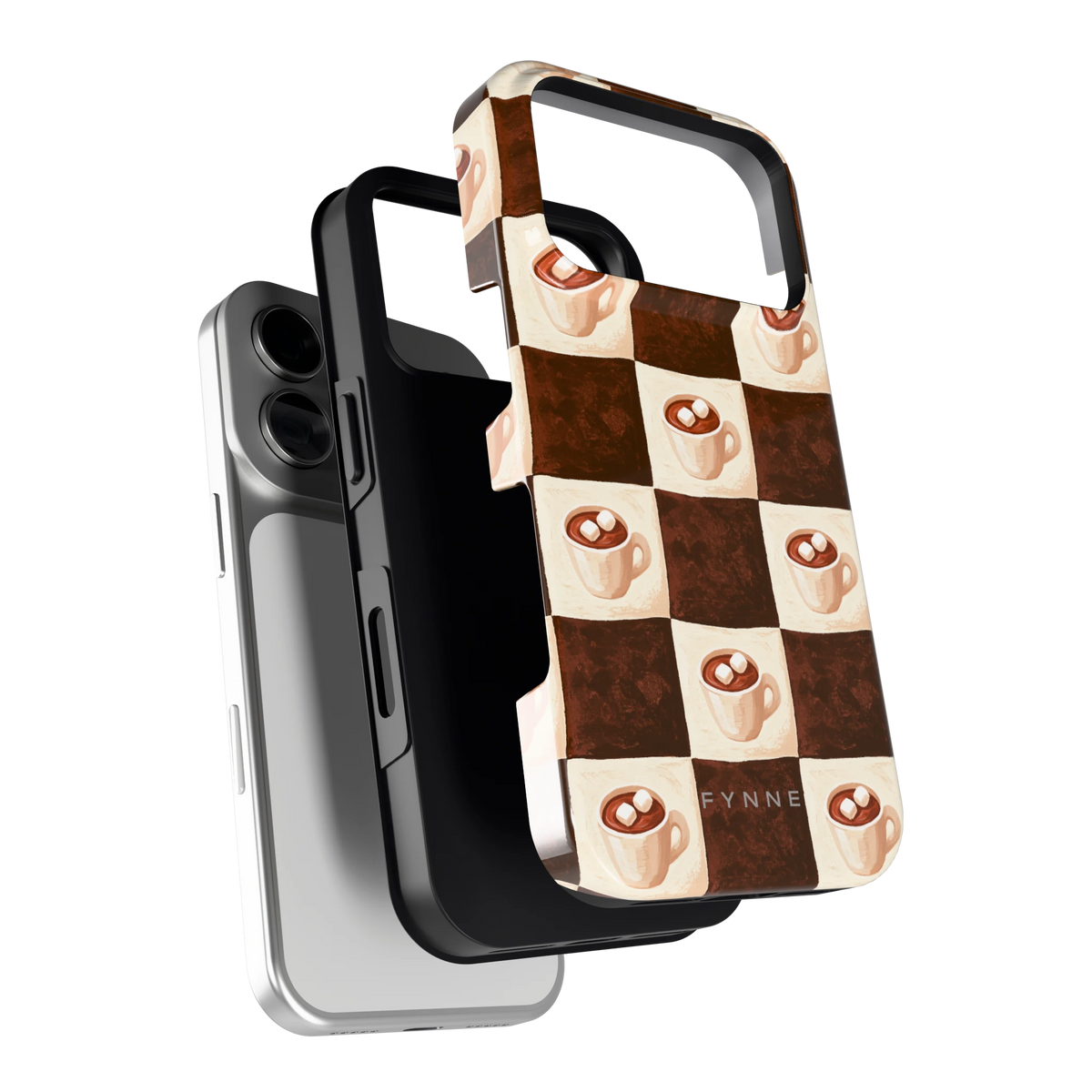 Cacao Dambord hoesje voor iPhone 18 Pro, los van de telefoon